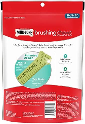 Milk-Bone Brushing Chews Daily Dental Dog Treats, Small/Medium Treats, 7.1 Ounce Pouch