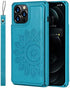 Jaorty iPhone 12 Pro Max Wallet Case with RFID Blocking Card Holder,Premium PU Leather Double Magnetic Buttons Stand Flip Wrist Lanyard Strap Back Cover for iPhone 12 Pro Max 6.5 Inch,Blue