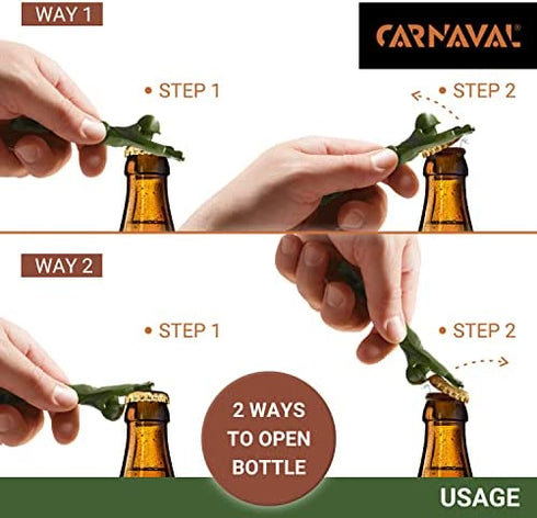 CARNAVAL Green Army Man Bottle Opener - Unique Funny Bottle Opener Bartender Compatible As Coke Bottle Opener - Metal Bottle Opener Man - Mini Soldier Bottle Opener - Creative Cool Bottle Opener