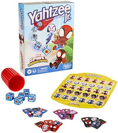 Spidey and His Amazing Friends Yahtzee Jr. Marvel Edition Board Game for Kids Ages 4 and Up, Counting and Matching Game for Preschoolers (Amazon Exclusive)