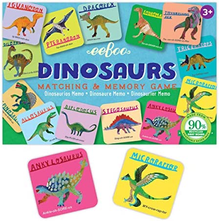 eeBoo: Dinosaurs Little Memory and Matching Game, Sharpens Recognition, Concentration and Memory Skills, For Ages 3 and Up, Provides Interaction Between Child and Parent
