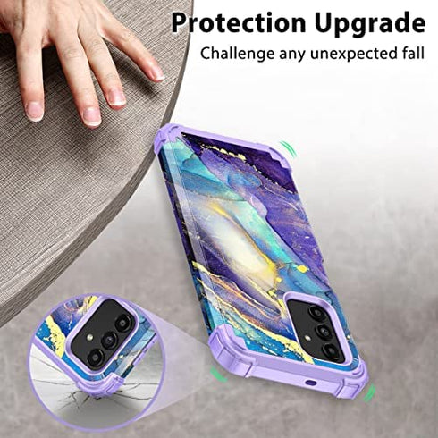Rancase for Galaxy A13 5G Case,Three Layer Heavy Duty Shockproof Protection Hard Plastic Bumper +Soft Silicone Rubber Protective Case for Samsung Galaxy A13 5G,Purple