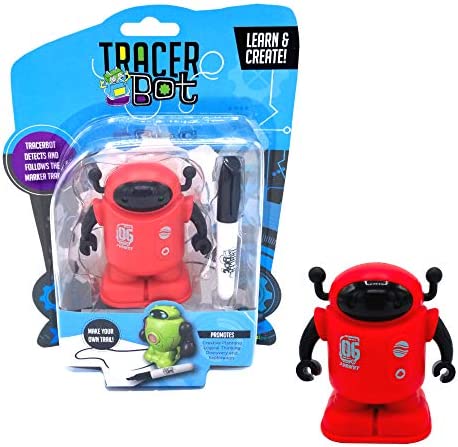 MUKIKIM TracerBot - Blue – Mini Inductive Robot That Follows The Black Line You Draw. Fun, Educational, and Interactive STEM Toy with Limitless Ways to Play! Promotes Logic and Creativity Training