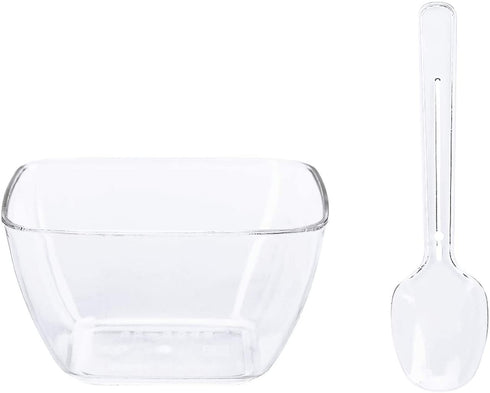 Kingrol 100 Ct Mini Dessert Cups with Spoons, 2 Ounces Disposable Bowls for Mousse, Puddings, Appetizers, Entrees, Sundaes