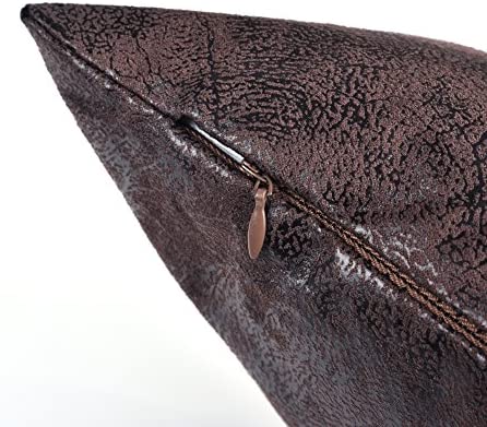 WFLOSUNVE Soft Faux Leather Pillow Cover, Decorative Throw Lumbar Pillow Case Cushion Cover for Couch and Sofa 12x20 Inch (Dark Brown)