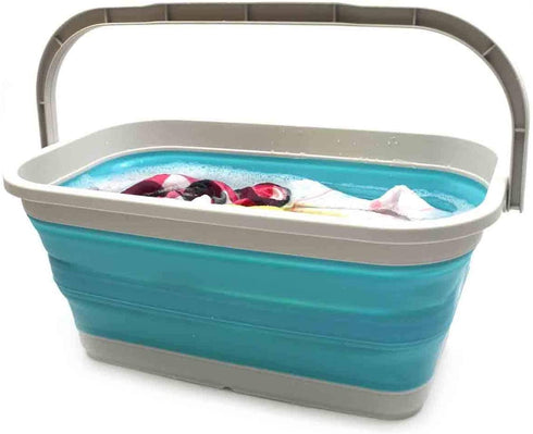 SAMMART 11.6L (3.06 Gallon) Collapsible Rectangular Handy Basket / Bucket (Bright Blue, 1)