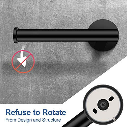 Kulemax Matte Black Toilet Paper Holder, Premium Bathroom Toilet Paper Holder Wall Mount, Stainless Steel Tissue Roll Holder for Bathroom Kitchen Washroom, 5 Inch SUS 304 Toilet Paper Roll Holder