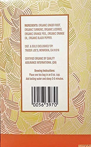 Organic Ginger Turmeric Herbal Tea 20 envelopes each (Pack of 2) (Premium pack)
