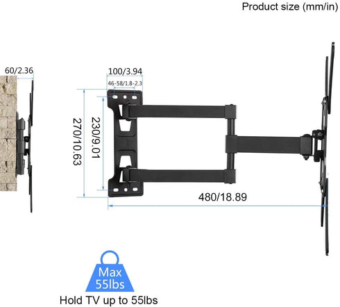 Suptek TV Wall Mount Swivel and Tilt Full Motion for Most 23 to 55 inch TV Mount up to 55lbs max VESA 400x400mm (A1+)
