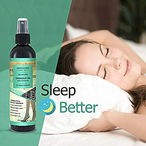 Aromasong Extra Strength Ultra Pure Magnesium Oil Spray (23mg Magnesium in Each Spray) 8 Oz, Known to be Used for Headache, Muscle Cramps, Restless Legs - Natural Calming for Sleeping Well