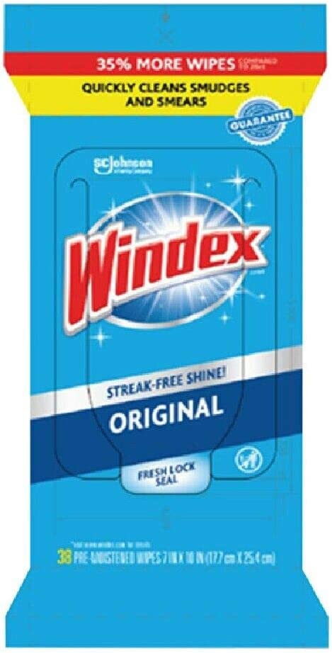 Windex Glass and Surface Pre-Moistened Wipes, Original, 38 Count