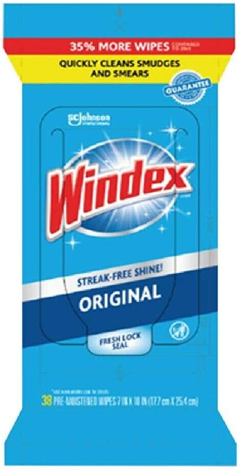Windex Glass and Surface Pre-Moistened Wipes, Original, 38 Count