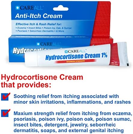 CareAll (3 Pack) 1% Hydrocortisone Cream, 1oz Tube, Maximum Strength Formulation, Relieves Itching and Redness, Compare to Active Ingredient of Leading Brand.