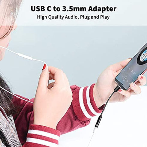 USB C to 3.5mm Headphone Adapter, ACAGET USB Type C Dongle Audio Jack Converter DAC Chip Braided Cable Aux Earbuds Adapter for Samsung S21+ Ultra S22 S20 FE Galaxy A53 OnePlus 9 10 Pro Pixel 6 7 Black