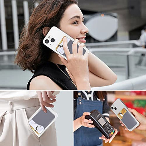 Card Holder for Phone Case, SHANSHUI 3 Pack Phone Card Holder Wallet Stick on Silicone Credit Card Holder Pocket Pouch Compatible with iPhone, Android & Most Smartphones