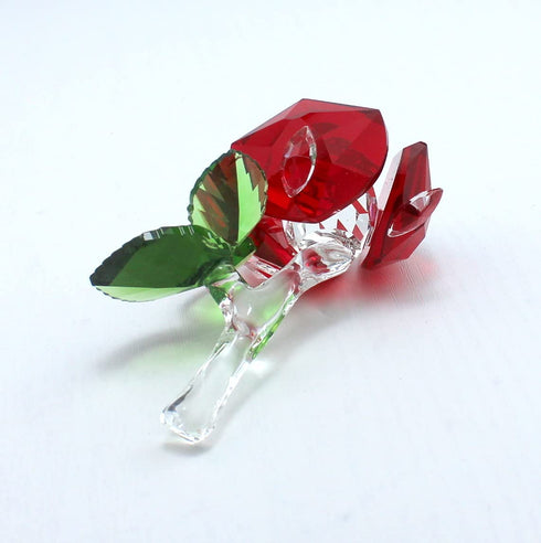 LZYUANHEN Crystal Rose Flower Paperweight Figurine Collectible Greeting Card - Anniversary Wedding Valentine's Day Gift Centerpiece Ornament Red Rose