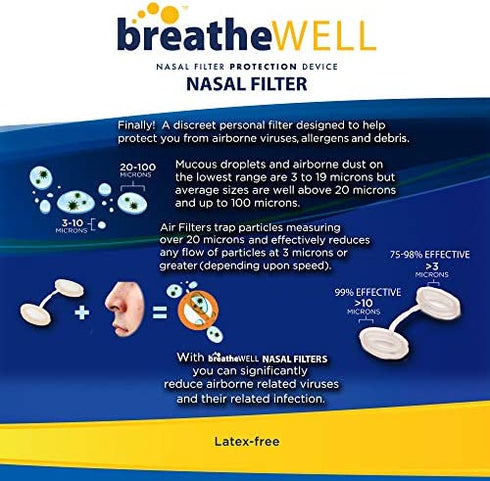 breatheWELL Nasal Filter Protection Device, Large, 6 Count
