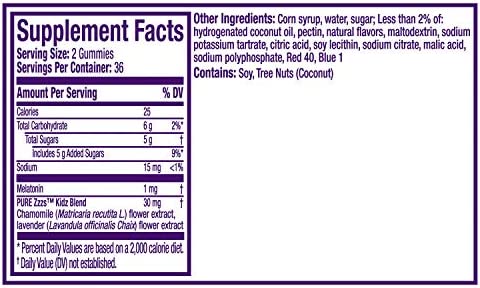 VICKS Pure Zzzs Kidz, Melatonin Sleep Aid Gummies for Kids and Children, Helps Your Child Fall Asleep Naturally, Low Dose Melatonin, Berry Flavored, 72 Gummies