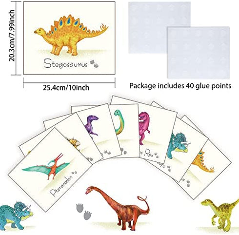 Outus 9 Pieces Dinosaur Wall Art Prints Dinosaurs Poster Wall Decals with Unframed Pictures Dinosaur Birthday Gift for Nursery and Kids Room Decorations