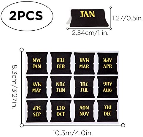 AIEX 24Pcs Monthly Tabs Calendar Stickers, Monthly Calendar Stickers Tabs Adhesive Index Tabs for Planners, Journal, Notebook, Agendas and Organizers, Office and Sturdy (Black)