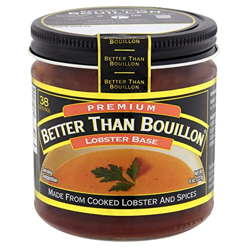 Better Than Bouillon Premium Lobster Base, Made from Select Cooked Lobster & Spices, Makes 9.5 Quarts of Broth, 38 Servings, 8-Ounce Jar (Single)