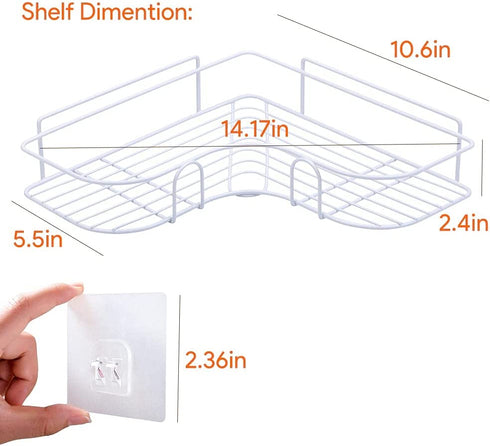 Laigoo Adhesive Shower Caddy 2 Pack, Non-Drilling Corner Shelves Hanging Bathroom Shelf Floating Shelves for Kitchen/Bathroom Organizer and Storage(White)
