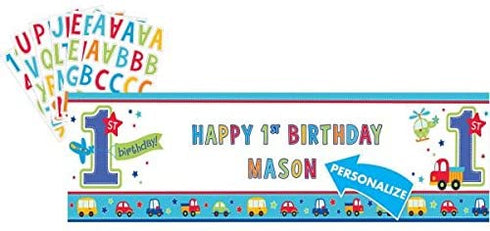 "All Aboard Boy" Personalized Giant Sign Banner, Birthday