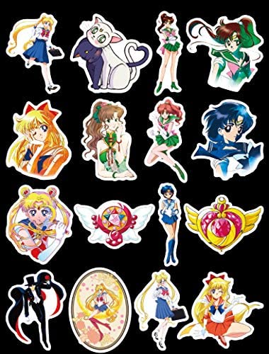 Sailor Moon Pretty Guardian Waterproof Stickers/Decals (50 pcs) of Japanese Anime Cartoon for Laptop Skateboard Snowboard Water Bottle Phone Car(Sailor Moon)