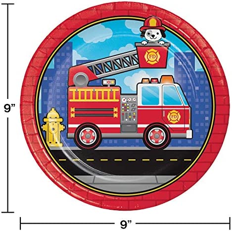 Firefighter Birthday Party Supplies Fire Truck Plates and Napkins Serve up to 16 Guests