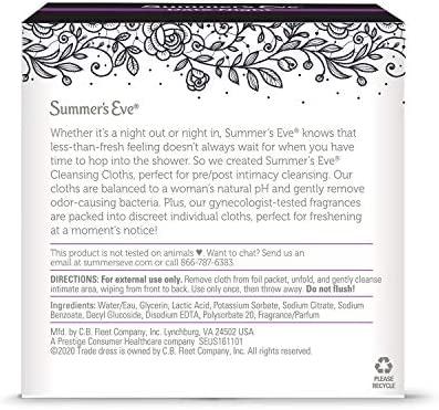 Summer's Eve Date Night Feminine Cleansing Wipes Pre/Post-Intimacy Cleansing, 16 Count