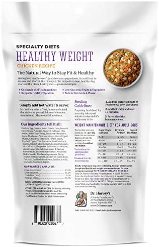 Dr. Harvey's Specialty Diet Healthy Weight Chicken Recipe, Human Grade Dehydrated Dog Food with Chicken, Trial Size (5.5 Ounces)