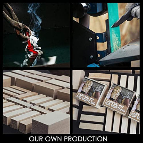 BeaverCraft Wood Carving Kit S16 - Whittling Wood Knives Kit - Widdling Kit for Beginners - Wood Carving Knife Set Wood Blocks Blank Whittling Knives Kit