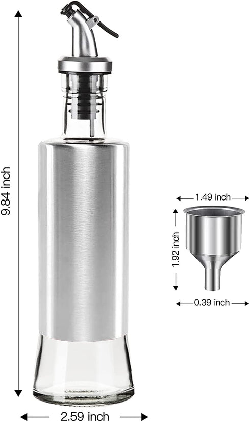 12 OZ Olive Oil Dispenser Bottle, ORIJOYNA 3 Pack Glass Oil & Vinegar Cruet with Pourers and Funnel, Olive Oil Carafe Decanter for Kitchen.