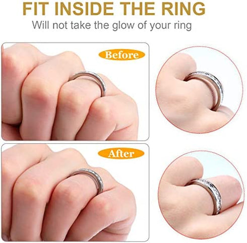 Blulu Ring Size Adjuster Loose Rings Adjuster Invisible Ring Sizer with Clean Cloth for Wide Ring Fixing, 5 Sheets (85 Pieces Totally)