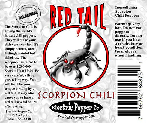 7 Dried Whole Scorpion Chili Peppers Trinidad Moruga Hot Pepper Red Tail +2 Free