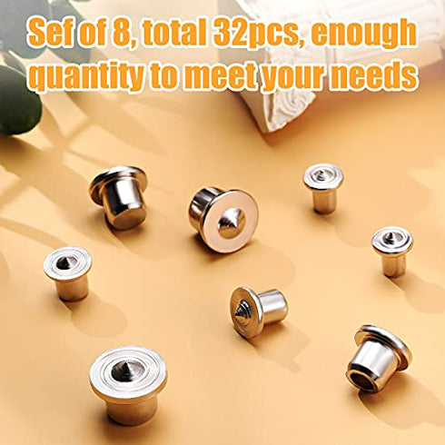 32 Pieces Dowel Pins Center Point Set Solid Hollow Dowel Tenon Center Transfer Plugs Pointed Dowel and Tenon Center Kit for Woodworking Alignment Tool 1/4, 5/16, 3/8, 1/2 Inch (6/8/ 10/12 mm)