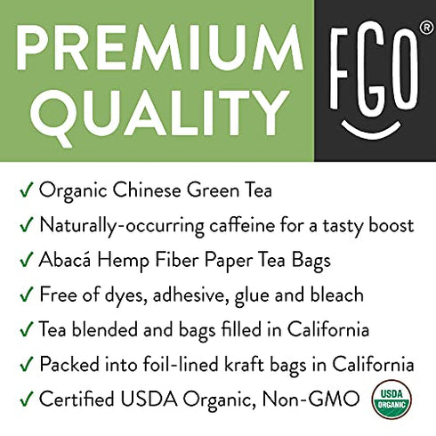 Organic Green Tea Bags | 20 Tea Bags | Eco-Conscious Tea Bags in Kraft Bag | by FGO