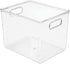 mDesign Plastic Tall Deep Organizing Kitchen Pantry Cabinet, Refrigerator, Freezer Food Organization Storage Bin with Handles, Drawer Container Organizer - Ligne Collection - Clear