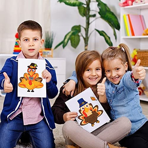 Thanksgiving Stickers, Thanksgiving Crafts for Kids Thanksgiving Games Make Your Own Turkey Stickers for Kids DIY Turkey Games Thanksgiving Party Favors Supplies Prizes Creative Scrapbooks - 24 Sheets