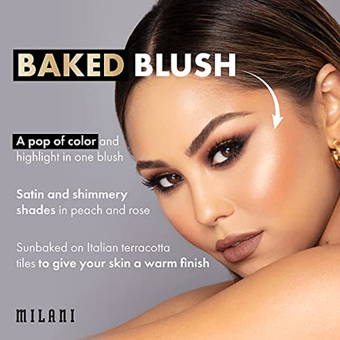 Milani Baked Blush - Bella Bellini (0.12 Ounce) Vegan, Cruelty-Free Powder Blush - Shape, Contour & Highlight Face for a Shimmery or Matte Finish