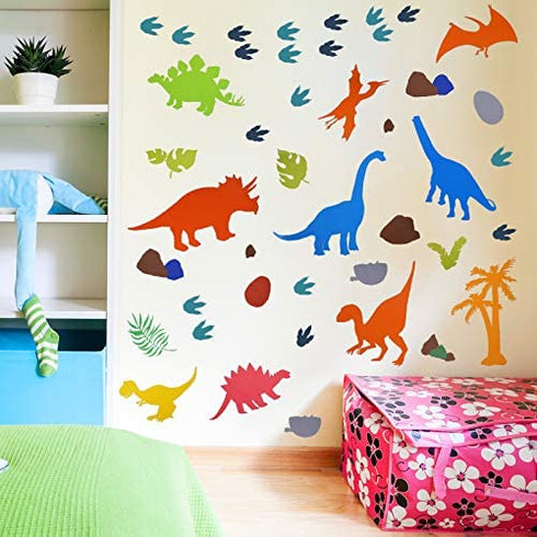 Dinosaur Decals Wall Stickers Boys Kids Room Decor Glow in The Dark Luminous Dinosaur Vinyl Decor Baby Bedroom Living Room Bathroom Decor (Classic Style)