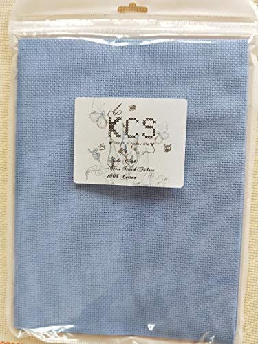 19" x 28" 14CT Counted Cotton Aida Cloth Cross Stitch Fabric (Light Blue)