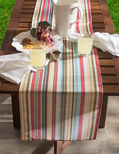 DII Summer Stripe Outdoor Tabletop Collection, Stain Resistant & Waterproof, 14x72", Stripe