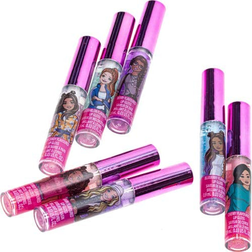Barbie – Townley Girl Super Sparkly 7 Pieces Party Favor Plant Based Lip Gloss Makeup Set for Girls Kids Toddlers, Perfect for Parties Sleepovers Makeovers Birthday Gift for Girls Above 3 Yrs (7 CT)