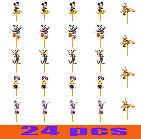 24pcs Micky Minnie Mouse Dessert Muffin Cupcake Toppers for Wedding Baby Shower Birthday Party