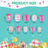 96Pcs Easter Fake Press on Nails for Kids Pre-glue Short Full Cover False Nail Tips Stick on Nails for Children Lovely Gift Girls Nail Art Decoration (Easter Theme)