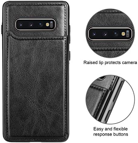 HianDier Wallet Case for Galaxy S10 Plus Slim Protective Case with Credit Card Slot Holder for Men Flip Folio Soft PU Leather Magnetic Closure Cover Case for Samsung Galaxy S10 Plus 6.4 Inches, Black