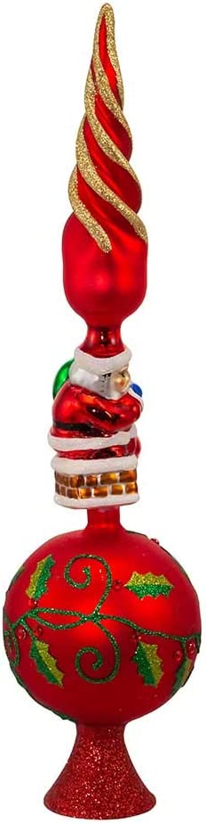 Kurt Adler Glass Santa Claus Design Treetop, 16-Inch
