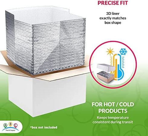 ABC Foil Insulated Box Liners 8" x 8" x 8", Pack of 10 Silver Insulated Shipping Boxes for Frozen Food, Odorless Insulated Shipping Containers, Leakproof Cold Shipping Boxes for Frozen Fish, Meat