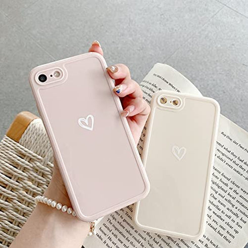HJWKJUS Compatible with iPhone 7/8/SE 2020/SE 2022 Case for Women Girls, Cute Love Heart Pattern Soft Slim TPU Protective Bumper Phone Case for iPhone 7/8/SE 2020 4.7?-Pink